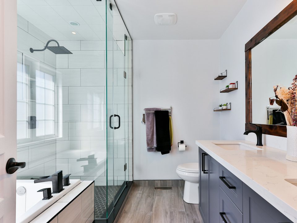 Newly fitted bathroom with a walk-in shower